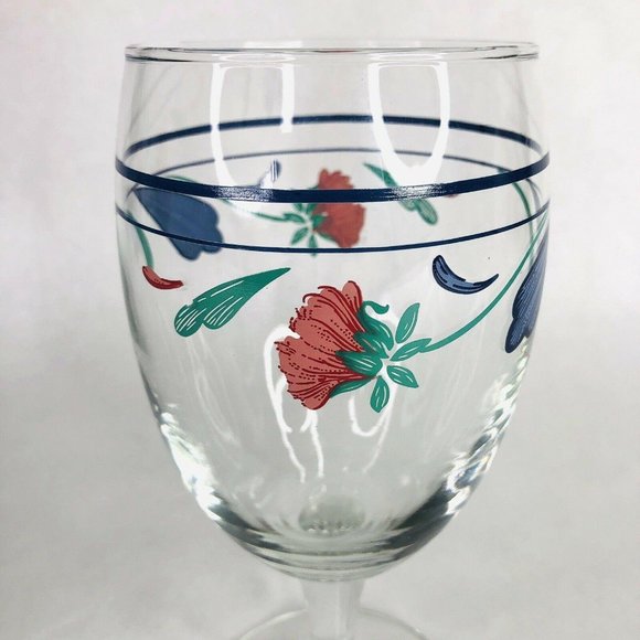 Lenox Poppies On Blue Iced Tea Glass Stemware 7" Hand Painted Beverage Drinkware - Picture 7 of 10